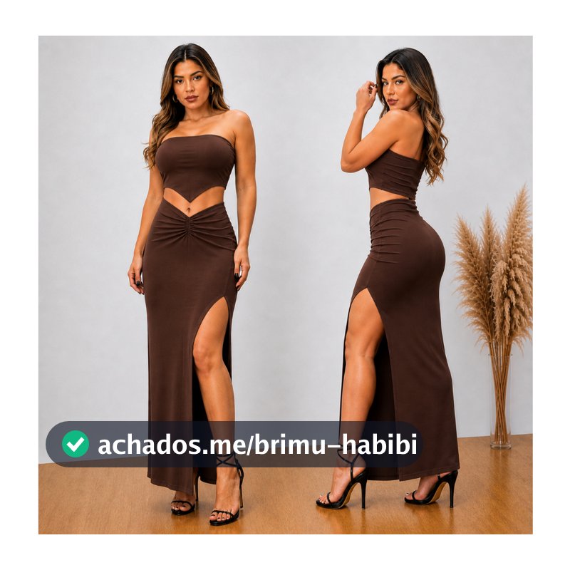 Conjunto Lana Saia Com Fenda Moda Gringa Suplex Premium