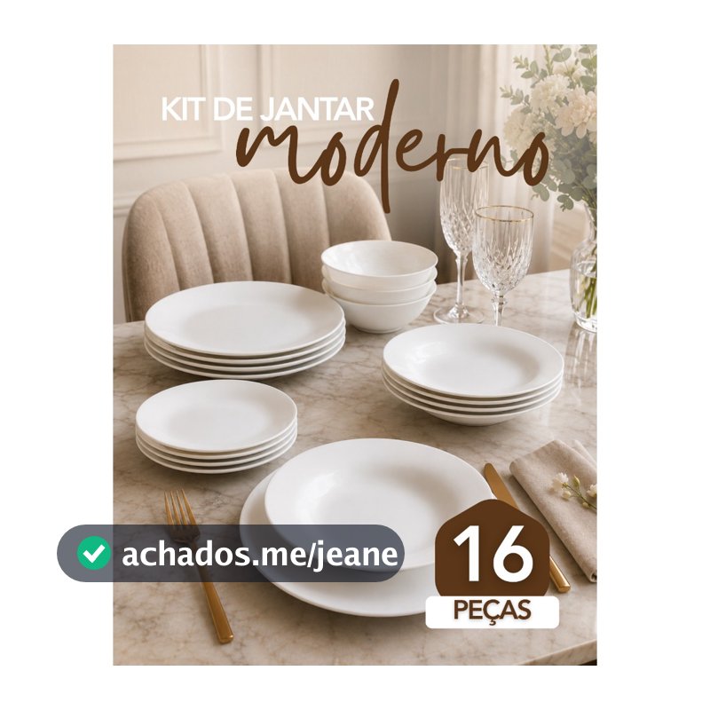 Aparelho De Jantar De 16 Peças Vidro Branco Liso Premium Pratos Bowl Luxo
