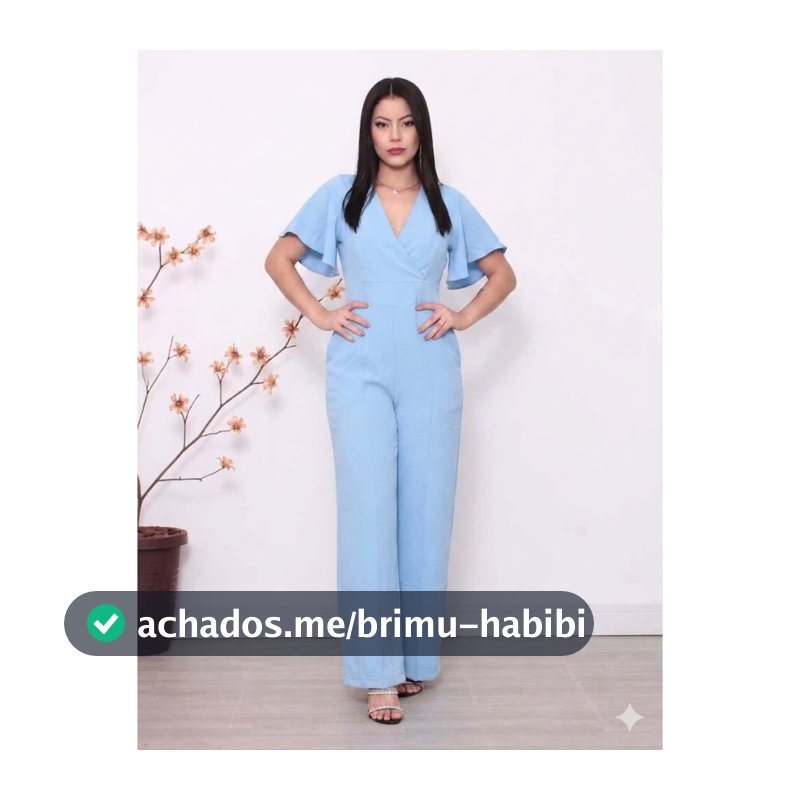 Macacão Feminino Pantalona com manga e Gola V - Duna