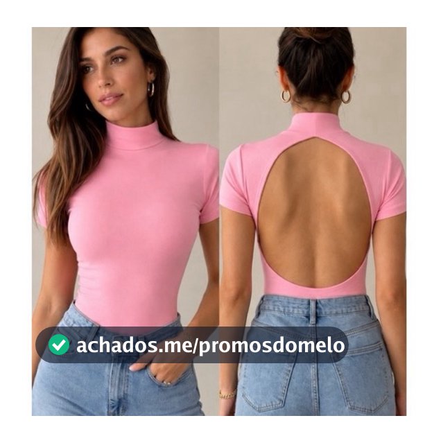Body feminino gola alta e manga curta com Costa nua suplex premium (RITA)