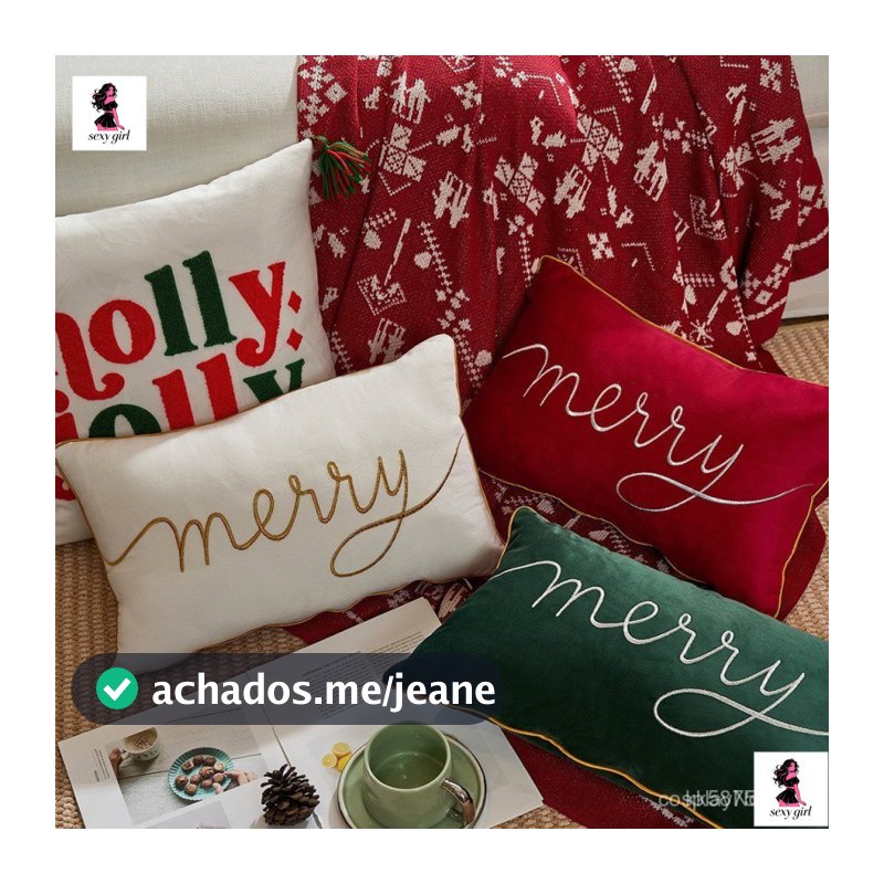 Capa de Almofada Decorativa de Natal 30x50cm, Quadrada Bordada Decorativa 45x45cm, Adequada para Sofá, Quarto, Carro RET