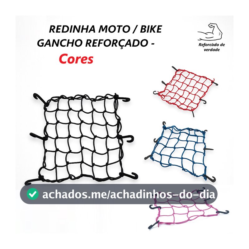 Rede Elástica Moto Bike Redinha Porta Cargas Aranha Capacete Estica Reforçada e Resistente