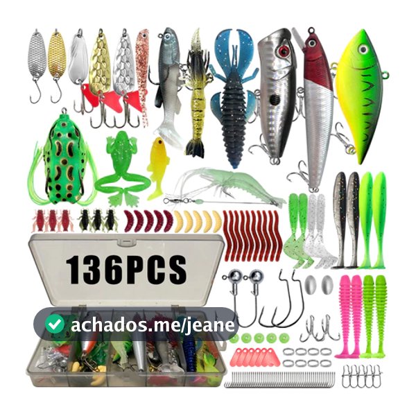 Kit 136 Iscas Artificiais para Pesca - Estojo Completo com Iscas para Tucunaré, Truta, Robalo e Black Bass - Anzol Refor