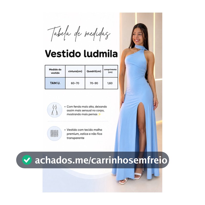 vestido longo feminino ludmila amarração no pescoço cores diversas fenda redonda longo