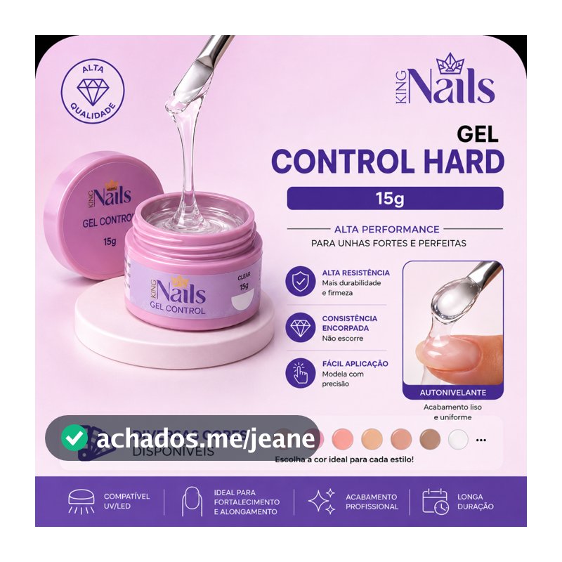 Gel Construtor Control Hard 15g King Nails | 15 Cores Disponíveis