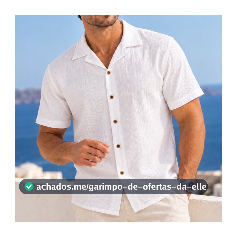 Camisa Texturizada Verão Masculina Com Botões Old Money Gola Estilosa Estilo Praia Acabamento Premium