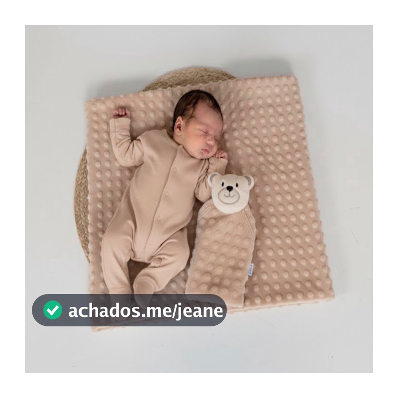 Manta Cobertor de Bebê c/ Naninha Para Menina Menino Infantil Mantinha Premium 02 Peças