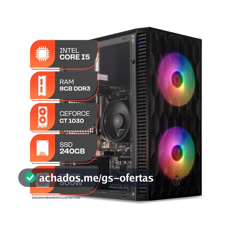 PC Gamer Forge, Intel Core i5, GT 1030 2GB, 8GB DE RAM, SSD 240GB, Fonte 500W
