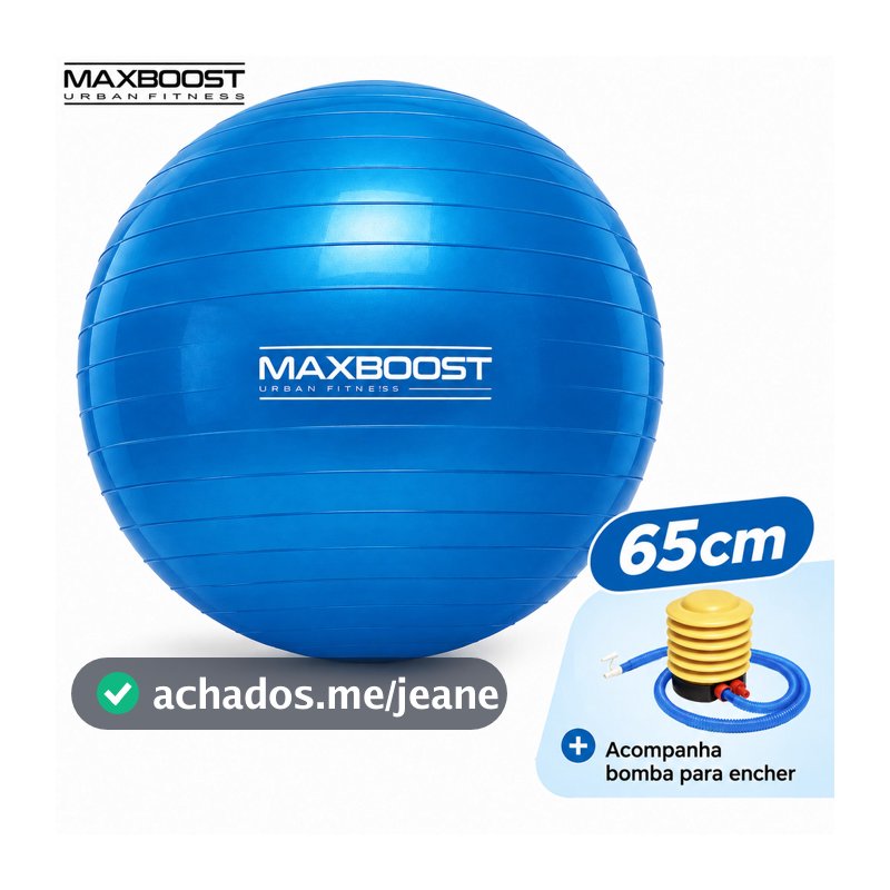 Kit Bola de Pilates Maxboost 65cm com Bomba de Ar Inclusa Fitness Yoga Treino Funcional Equilíbrio e Core