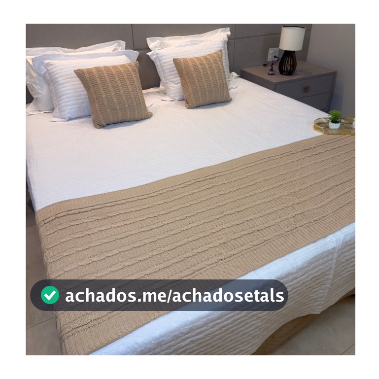 Kit Peseira Cama Casal Queen King Manta de Tricot + 2 Capas de Almofada Para Cama Sofá Decoração FI