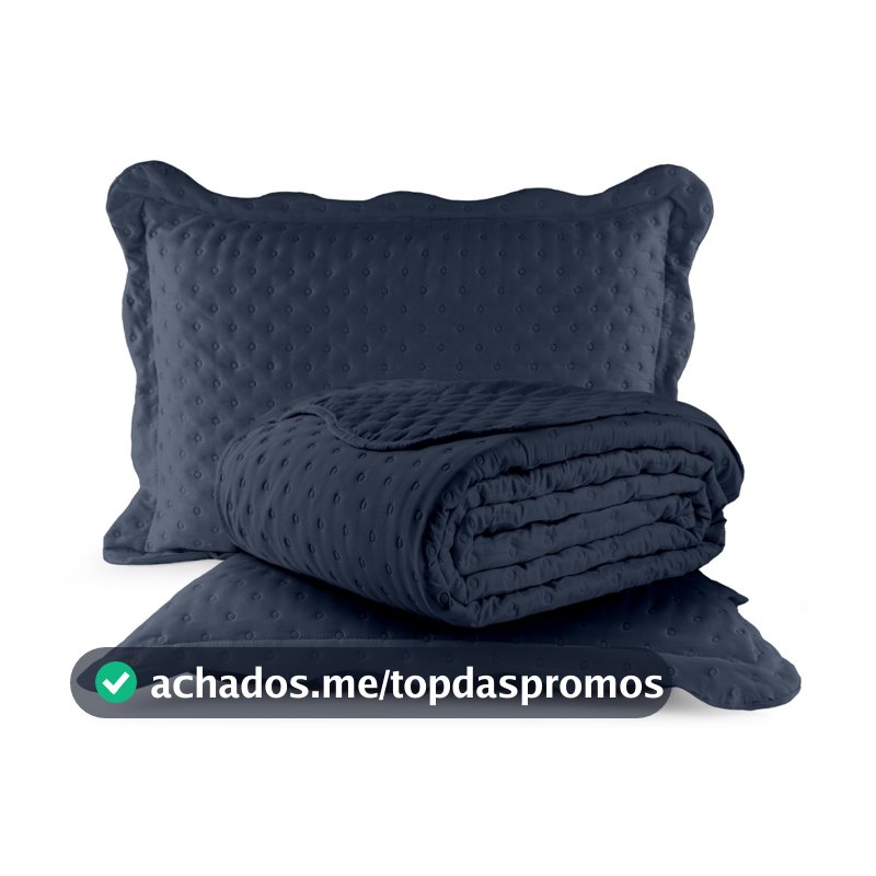 Kit Cobreleito Colcha Queen 240x260 Micropercal - 200 Fios Toque Macio Com 02 Porta Travesseiros Com Abas