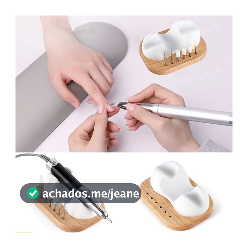 ANGNYA 2 Em 1 Unhas Ferramentas 6 Furos Cabeça De Polimento De Madeira Placa De Armazenamento Rack Para