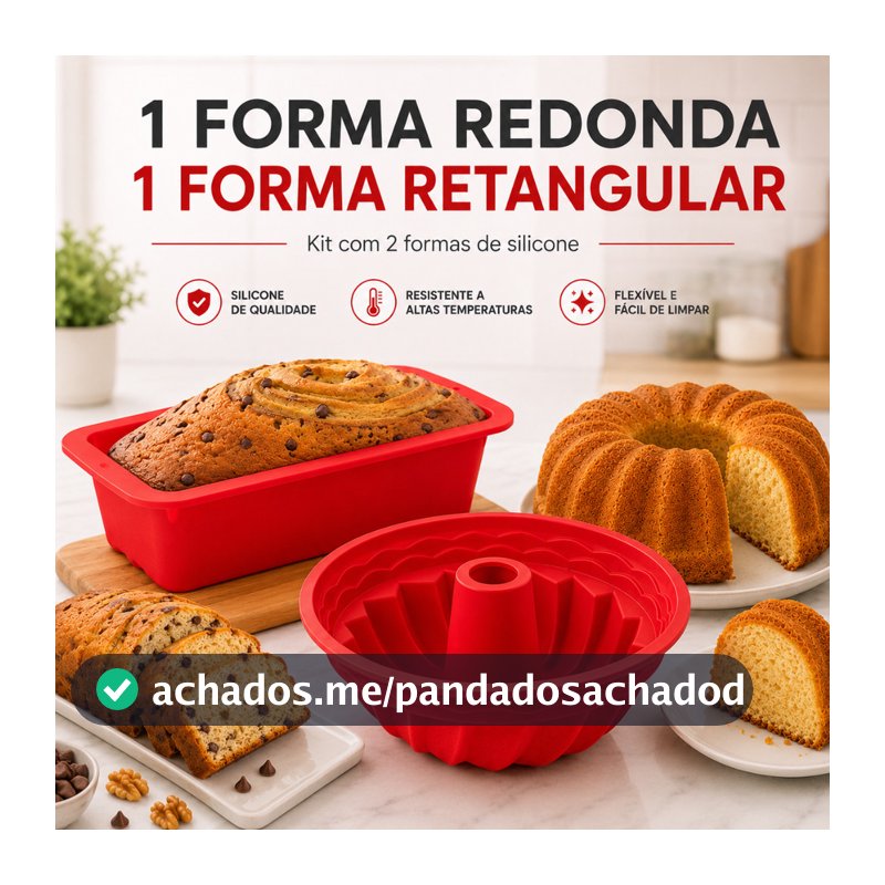 Forma De Silicone Bolo Vulcão Pudim E Forma Retangular Pão Antiaderente Flexivel Forno Air Fryer