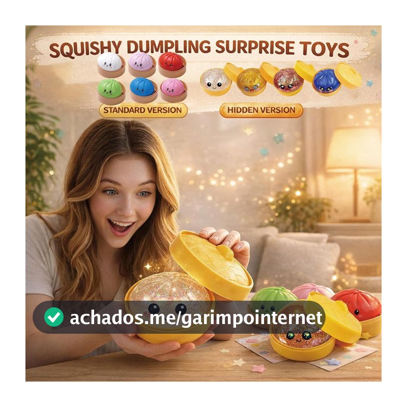Brinquedo sensorial de apertar com glitter e caixa para aliviar o estresse.