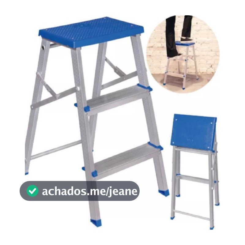 Escada Escadinha Banqueta Alumínio 3 Degraus MOR Resistente Domestica 120 kg