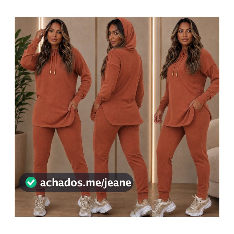 QUEIMA DE ESTOQUE! Conjunto Lanzinha Envio Rápido mais vendidos casual capuz bolso moda feminina outono inverno elegante
