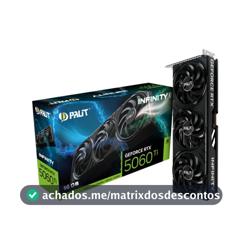 Placa de Vídeo Palit NVIDIA GeForce RTX 5060 Ti Infinity, 16GB GDDR7 - NE7506TS19T1-GB2061S