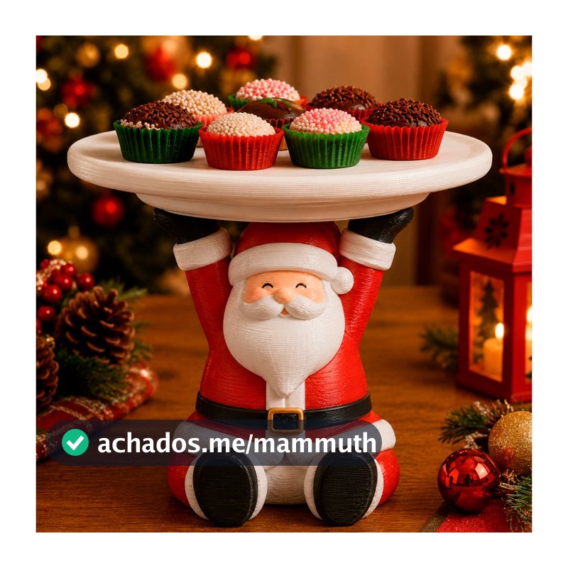 Centro de Mesa Natalino Papai Noel Porta Doces Decoração de Natal