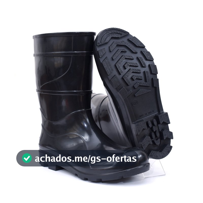 Bota Galocha Pvc Borracha Antiderrapante Preta Cano Médio Impermeavel