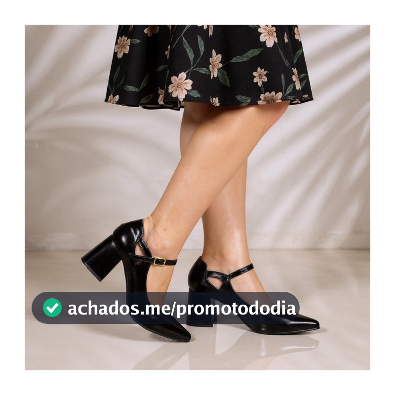 Sapato Scarpin Bico Fino Salto Médio Grosso Elegante Conforto Tendência Exclusiva Moda Fashion