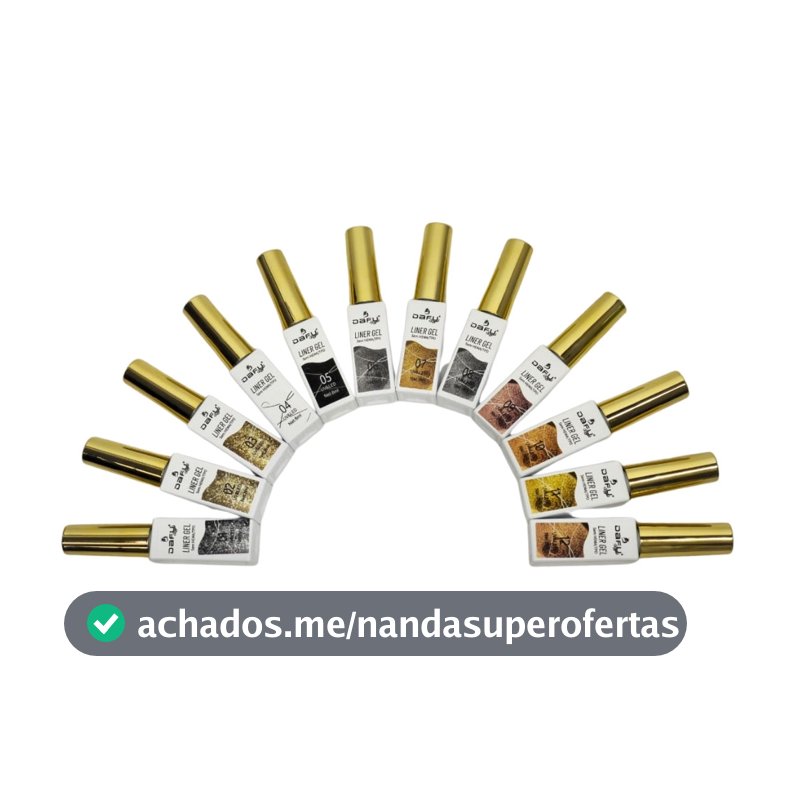 Esmalte em Gel Liner - Tons Metálicos e Glitter (Sem HEMA/TPO) 8ml - Dafu Royal