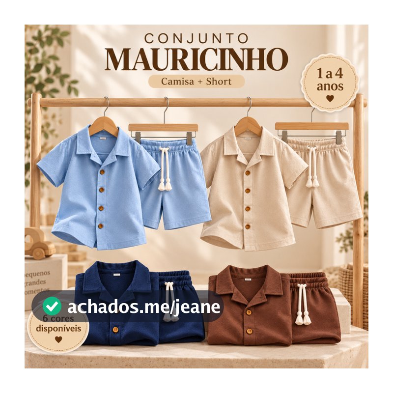 Conjunto Infantil Menino Mauricinho Camisa com Botões + Short Bebê