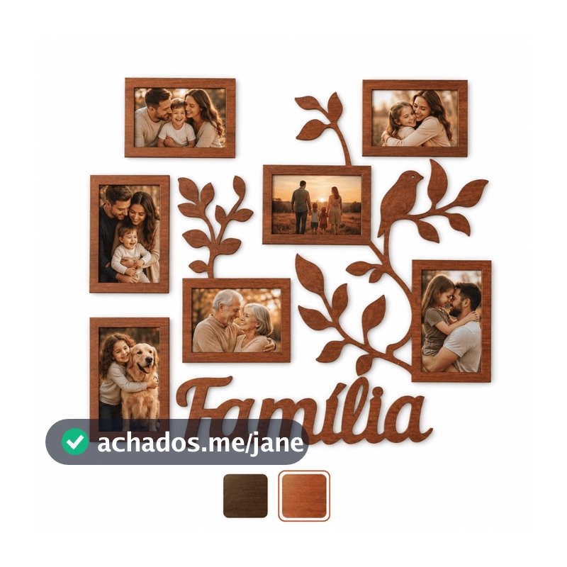 Quadro Porta Retrato Família MDF 7 Fotos Decorativo Parede