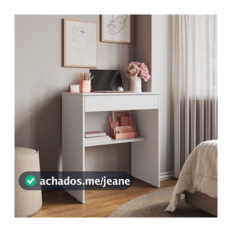 Escrivaninha Compacta E Charmosa Com Gaveta Ideal Para Home Office E Estudos