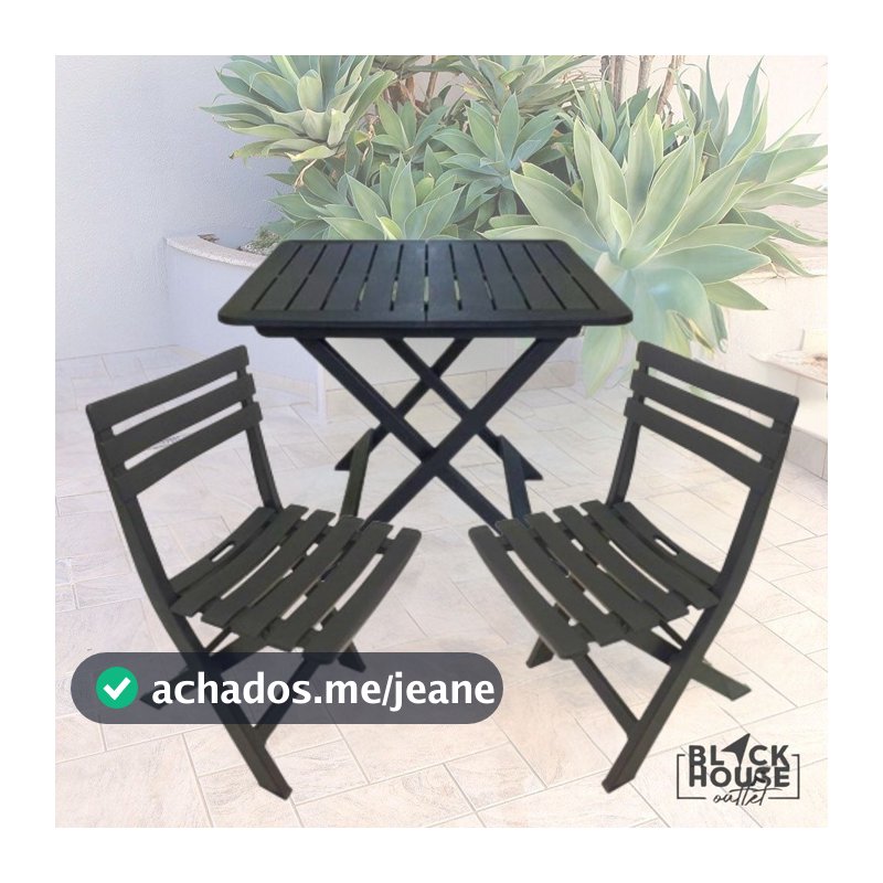Kit Mesa com 2 Cadeiras Dobráveis Plástico Multiuso para Área Gourmet e Churrasco
