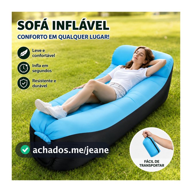 Sofá-Cama Inflável para Preguiçosos - Portátil para Acampamento, Sesta, Praia e Uso Interno
