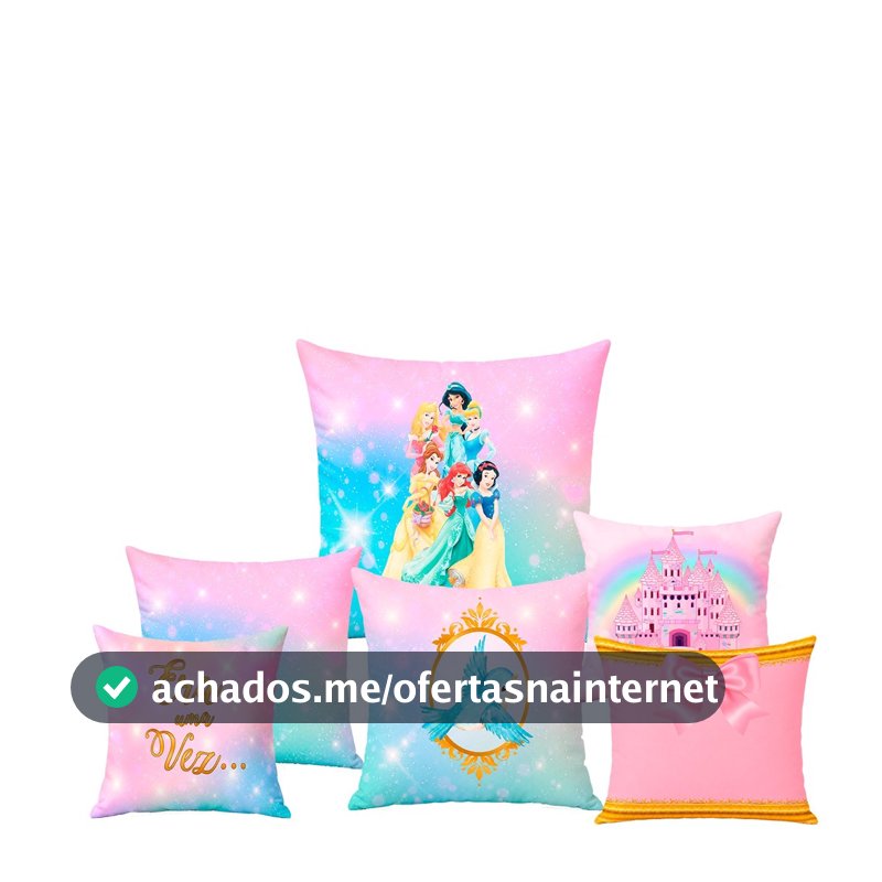 Capa de Almofada Princesas 42x42 Decorativa Quarto Infantil
