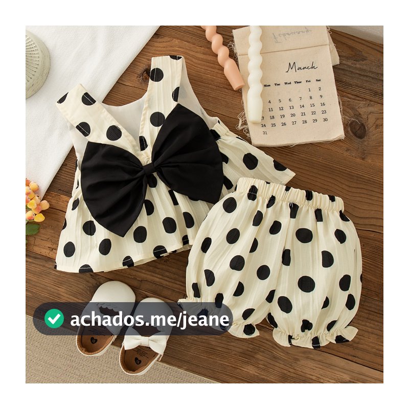 Verão Nova Festa Na Praia Bebê Menina Conjunto De Duas Peças , Doce Bolinhas Arco Roupas Infantis (6 Meses A 3 Anos)