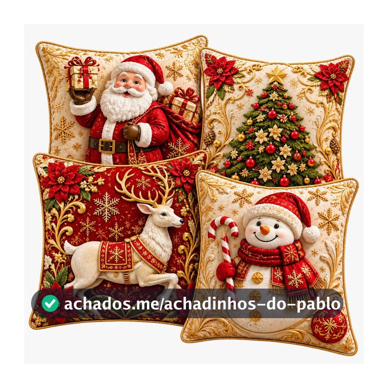 Capa de Almofadas 1 e 4 Decorativas 45x45 Estampas Natalinas estampa premium 2026 PAPAI NOEL SACO NAS COSTA F BR