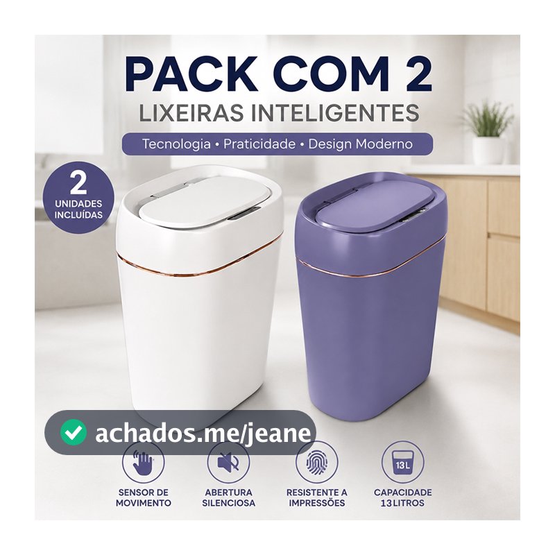 Lixeira 13L com Sensor Automático USB Recarregável VITOR