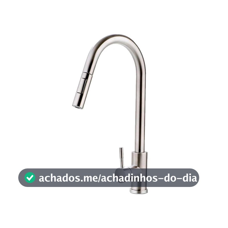 Torneira Para Cozinha Gourmet Misturador Monocomando Em Aço Inox 304 Escovado Iriri Pingoo - Prata
