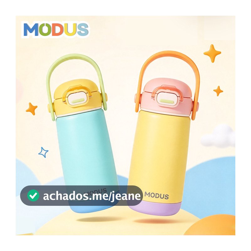 Garrafa Térmica 350ML Infântil Inox Premium Portátil Com Canudo Tampa Rosqueável Bebida Quente Fria Escola Criança