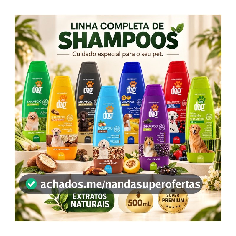 Shampoo Para Cachorro Premuim Com Extratos Naturais Afeto Dog - 500ml