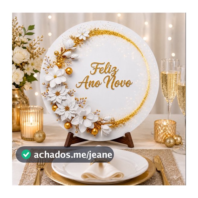 Painel de Mesa Ano Novo 2027 Redondo 50cm Réveillon Festa Decoração Feliz Ano Novo Dourado Envio Imediato