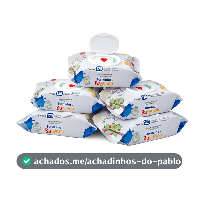 Kit 5 Toalhas Umedecidas Turminha da Bagunça 120 Folhas com Tampa Lenço Umedecido