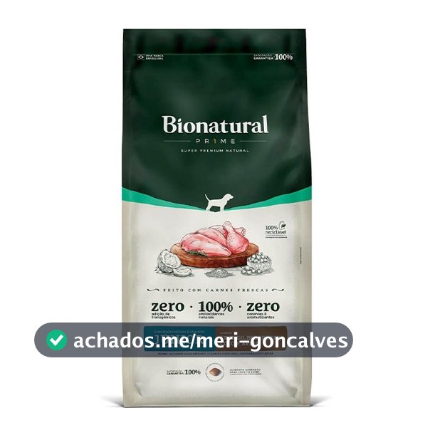 RAÇÃO BIONATURAL PRIME CÃES FILHOTES PORTE MÉDIO E GRANDE FRANGO 20KG