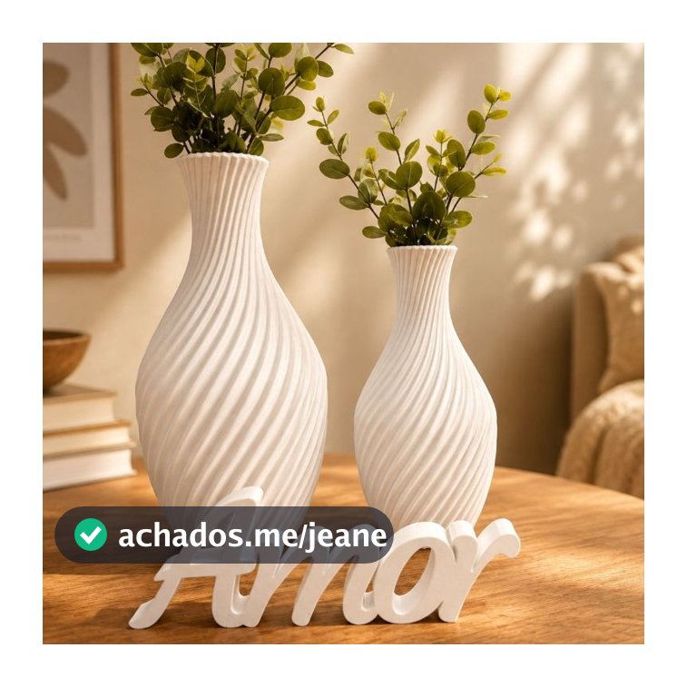 Kit Decoração Vasos Espiral Folhagem Artificial Letreiro Amor Enfeite Sala Rack Aparador Mesa Presente Namorados