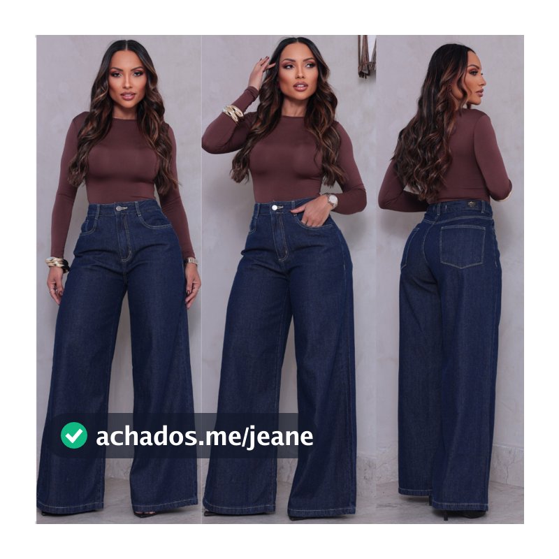 Calça Jeans Pantalona Feminina Boca de Sino Cintura Alta Confortável 100% Algodão Premium