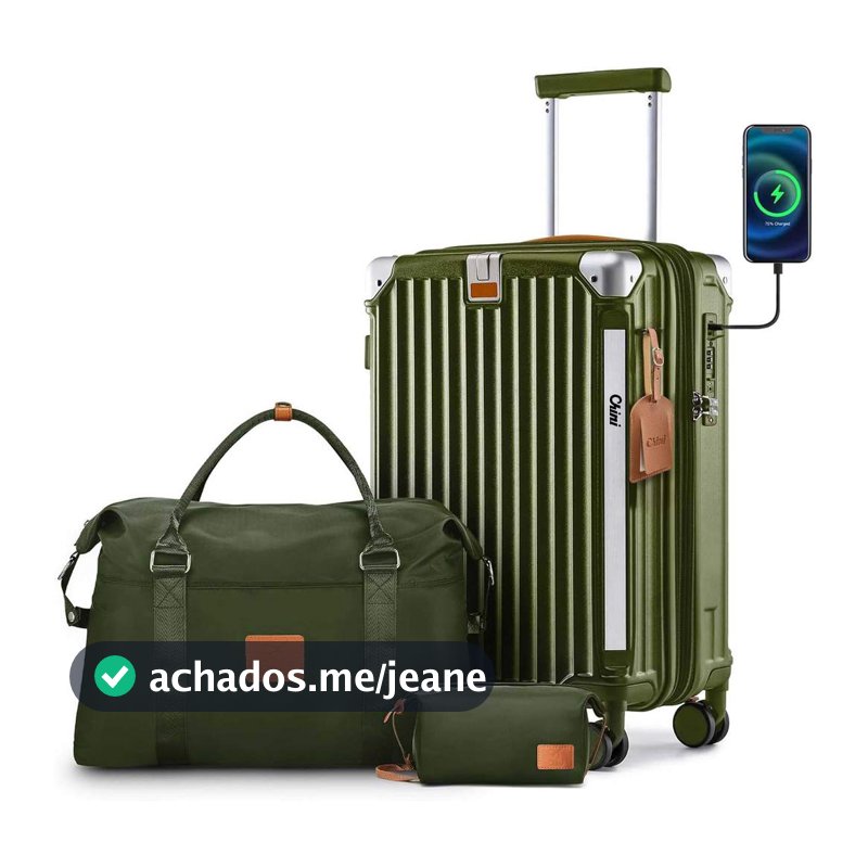 Mala de abordo Viagem 20" 24" KIT3 Zíper Dupla Rodinhas 360" Material Alta Qualidade MALA20