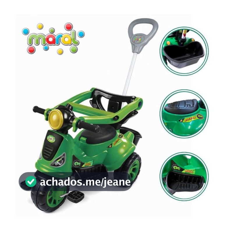Triciclo Avespa Infantil 2 em 1 Passeio e Pedal Carrinho de Passeio com Haste Buzina e Pedais Maral