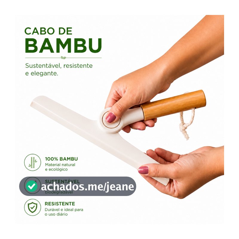 Rodo de Pia Dobrável com Cabo de Bambu Oikos Rodinho Off White Bege 18x24cm - DT25773