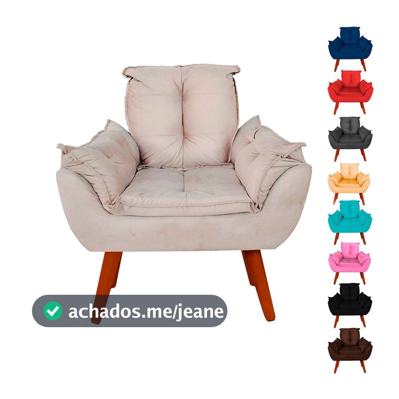 Poltrona Opalla Confortável Decoração Para Escritório Suede Cores