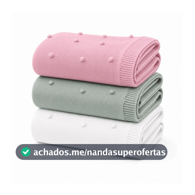 Kit 3 Cobertor de Bebê Tricô Manta Saída Maternidade Quentinha Bolinha Pipoquinha Unissex Menino Menina Presente
