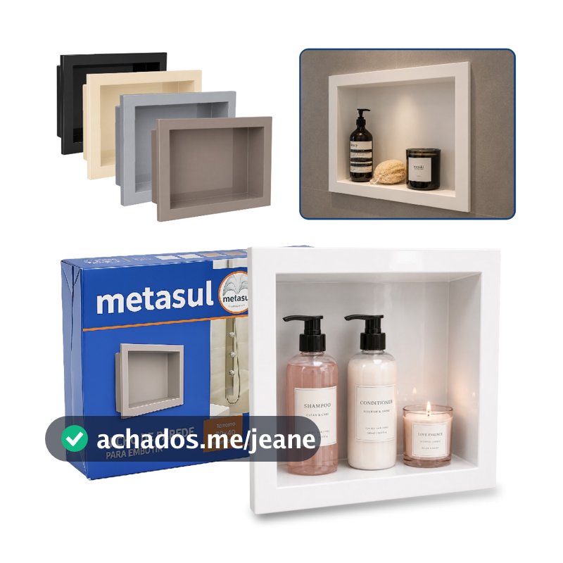 Nicho Para Banheiro e Cozinha Embutir 30X40 Polipropileno Suporte Organizador Original Metasul