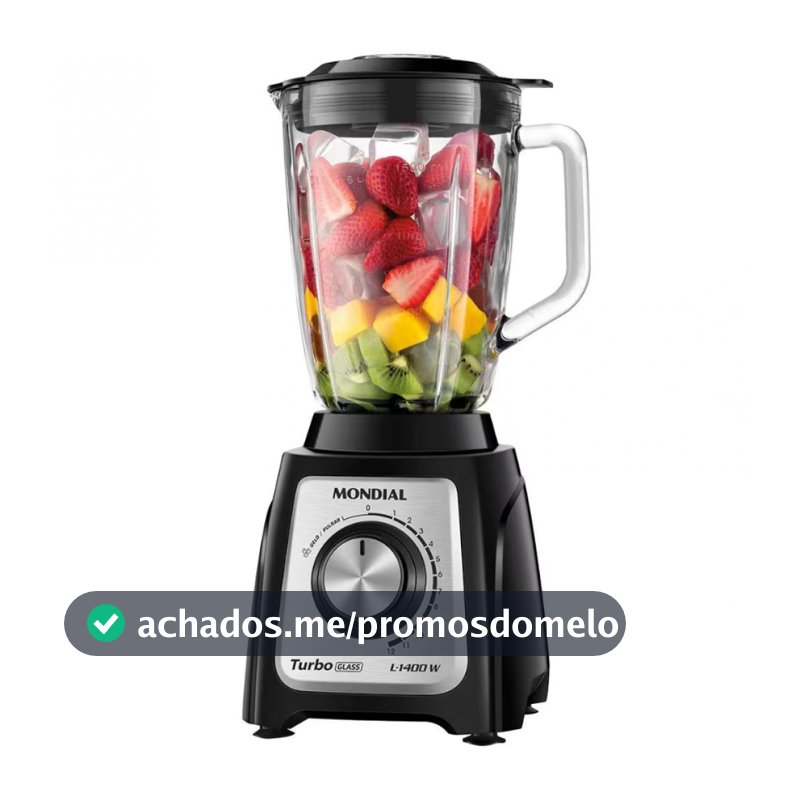 Liquidificador Turbo Glass L-1400 GI 1400W Jarra de Vidro Mondial