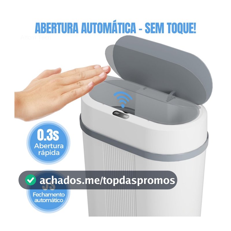 Lixeira Automática 12 Litros Sensor Infravermelho Tampa Para Cozinha Banheiro Escritório Quarto a